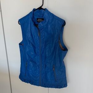 Montanaco Women's Royal Blue Faux Leather Sleeveless Zip Vest